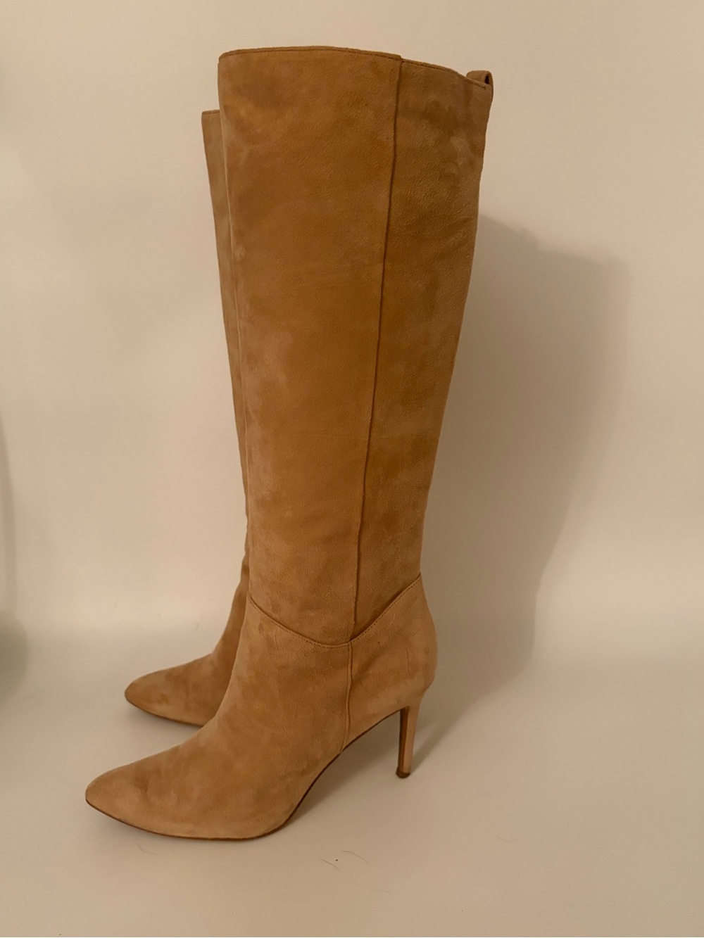 Sam Edelman Olen Camel Suede Pointed Toe Stiletto Knee High Boots Size 8